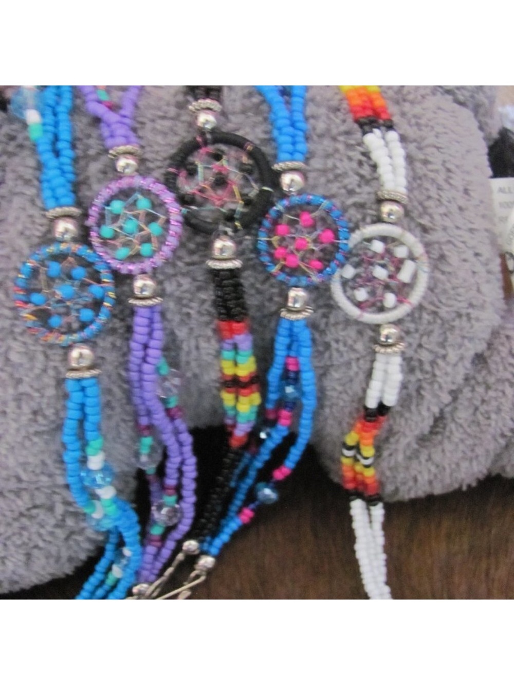 GENUINE NAVAJO MADE BEADED  DREAMCATCHER BRACELETS BLUE ONLY